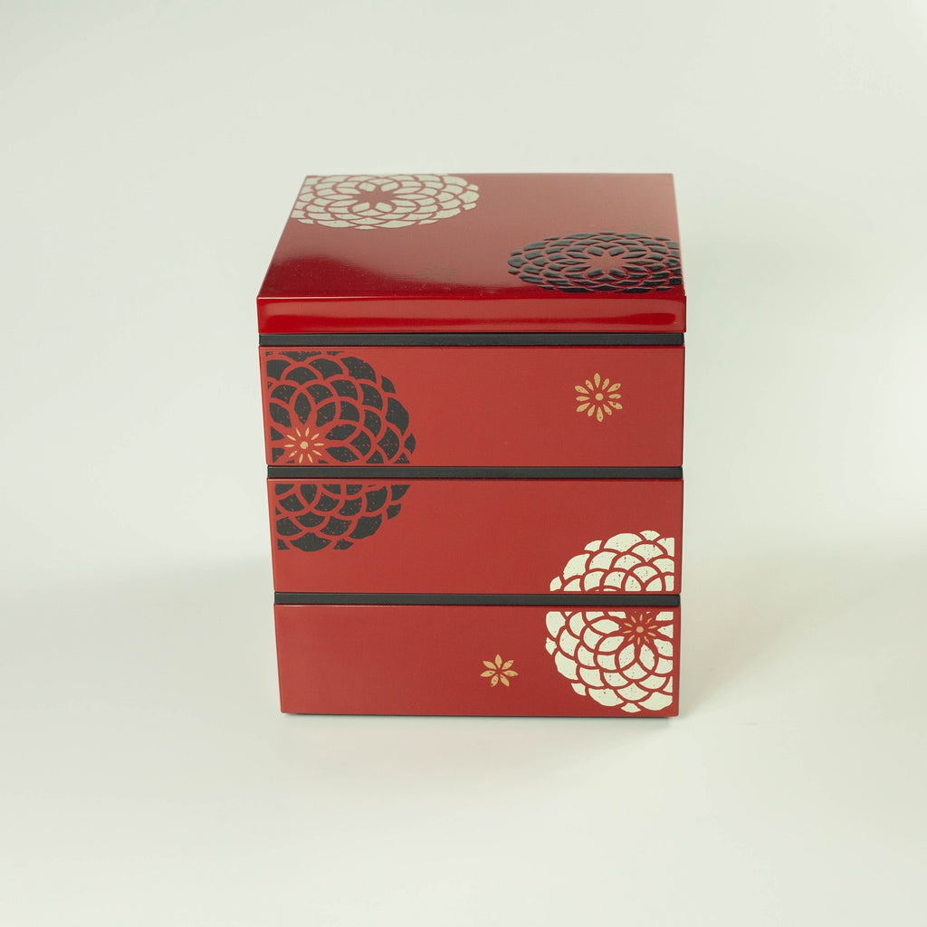 Ojyu Three Tier Picnic Box Medium | Red (15cm)