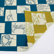 Chojyugiga Reversible Furoshiki 50cm (blue/yellow)