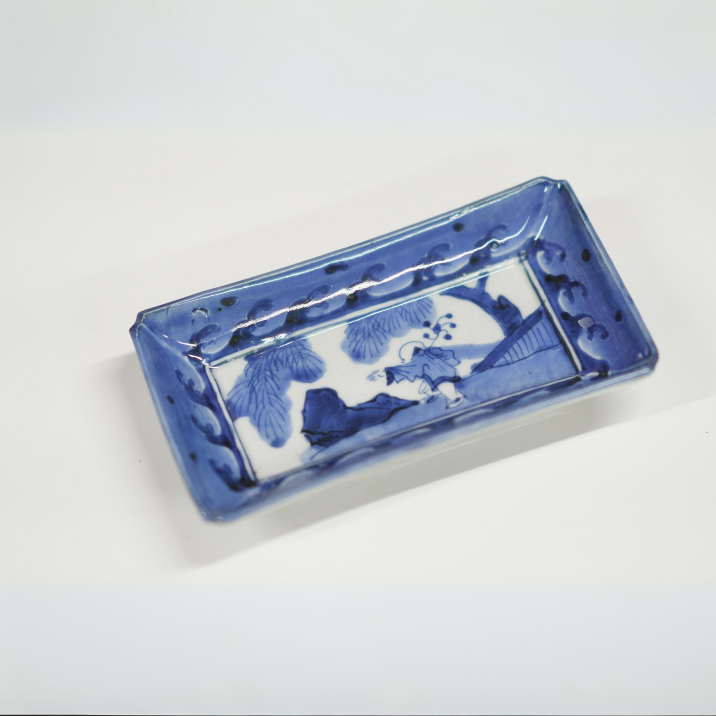 Edo-era (1790) Imari Porcelain Small Rectangular Plate - Pilgrimage Design