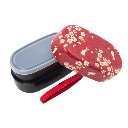 Sakura Rabbit Oval Bento Box 830ml | Red