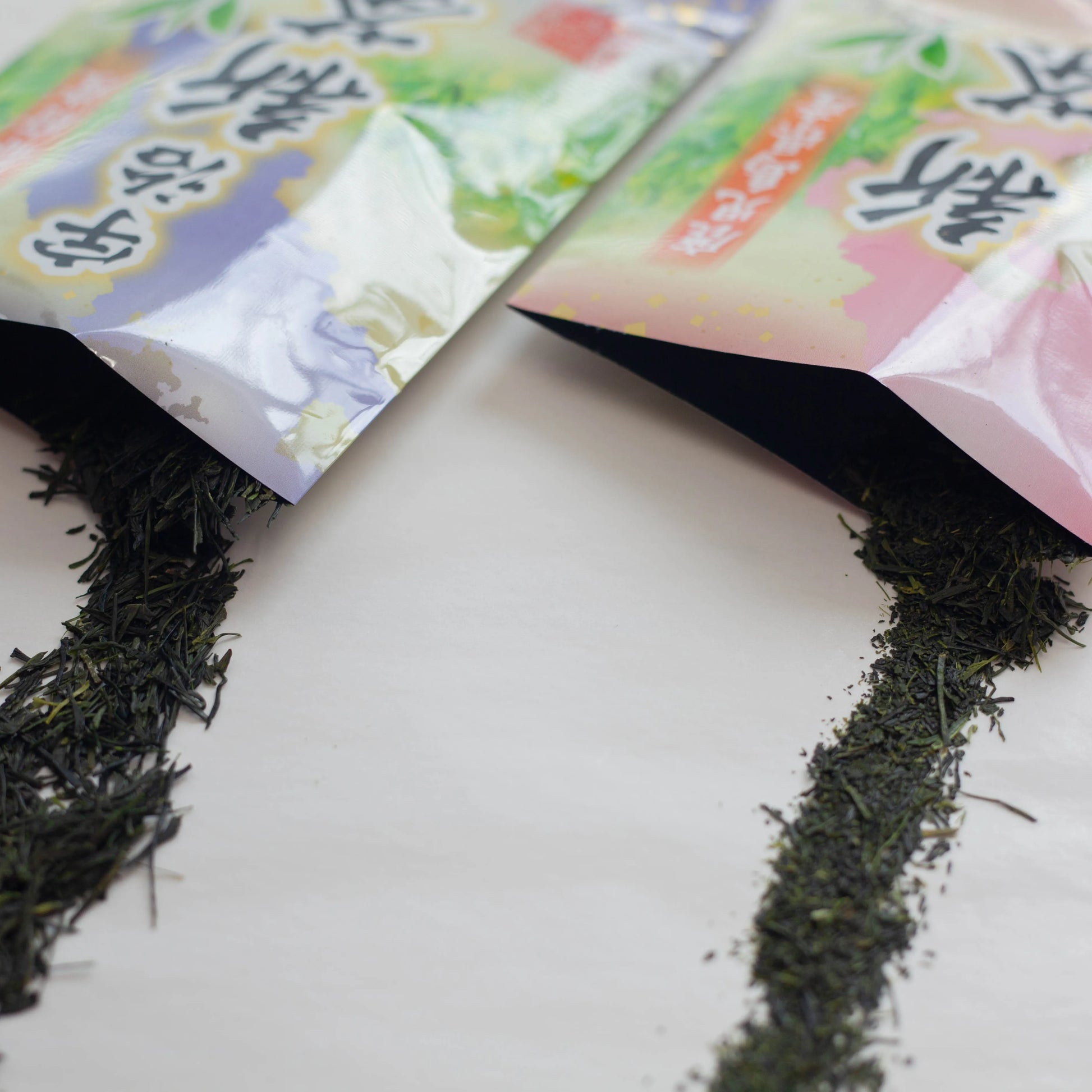 Sencha Green Tea Sampler Pack, set of 4 color-coded Shincha bags from Shizuoka, Kagoshima, Uji, and Yame, premium Japanese first harvest green tea