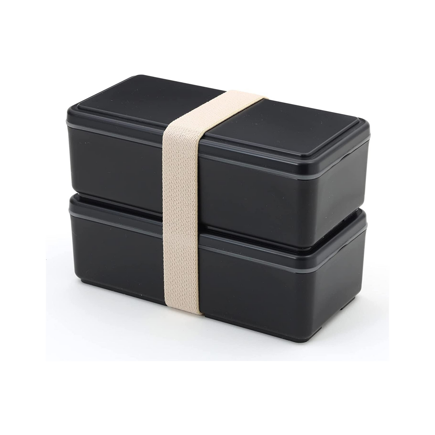Gel-Cool zweistöckige rechteckige Bento-Box | Schwarz (1000 ml)