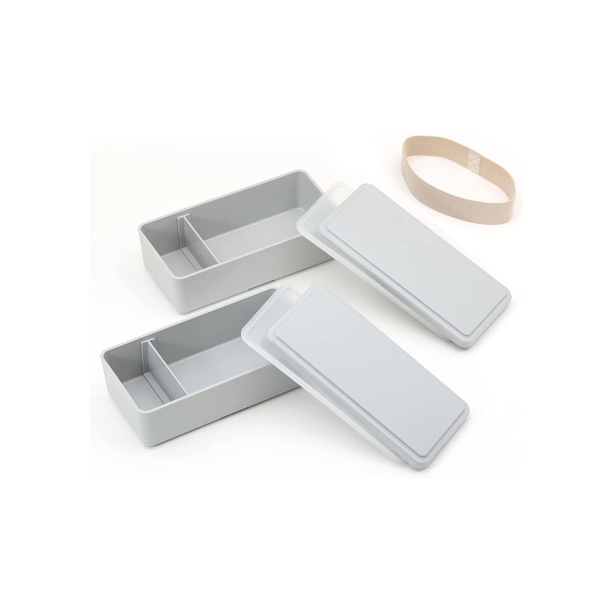 Bento rectangular de dos niveles con refrigeración por gel (1000 ml)