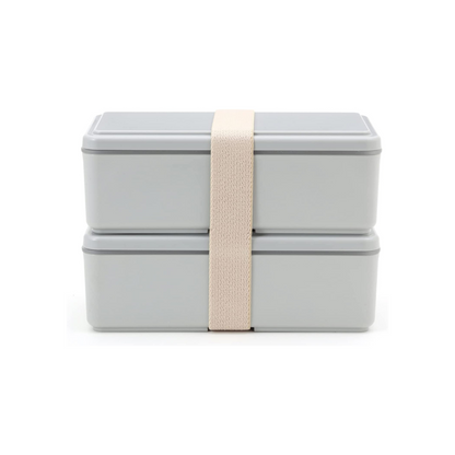 Caja Bento rectangular de dos niveles Gel-Cool | Gris claro (1000 ml)