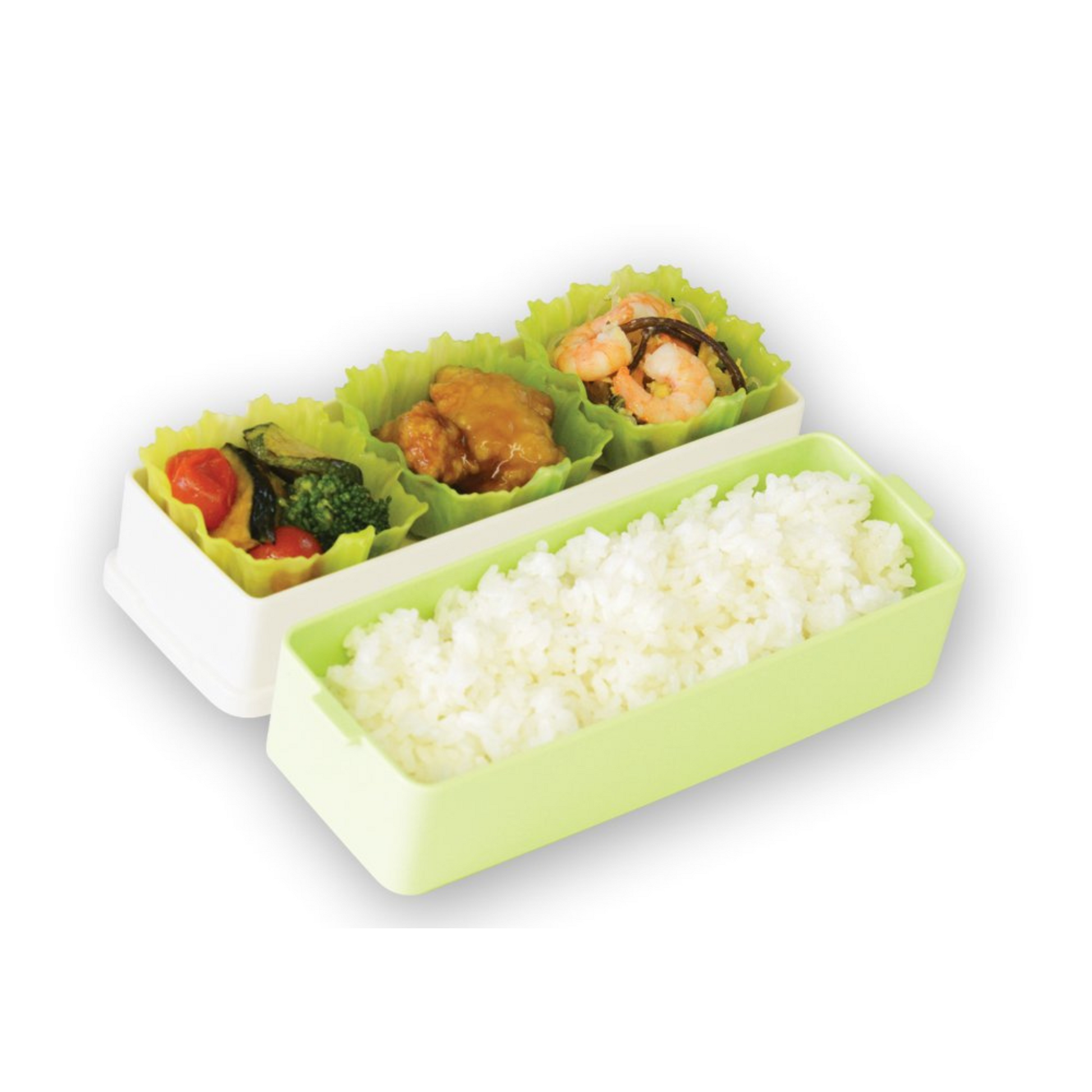Green Lettuce Leaf Shaped Square Divider Cups 4 Pack for Bento Boxes