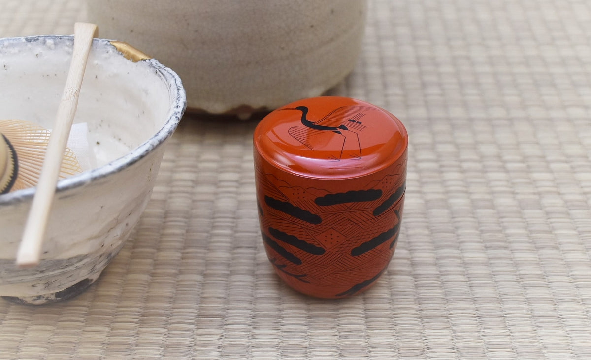 Handmade Lacquered Tea Canister | Horai-e
