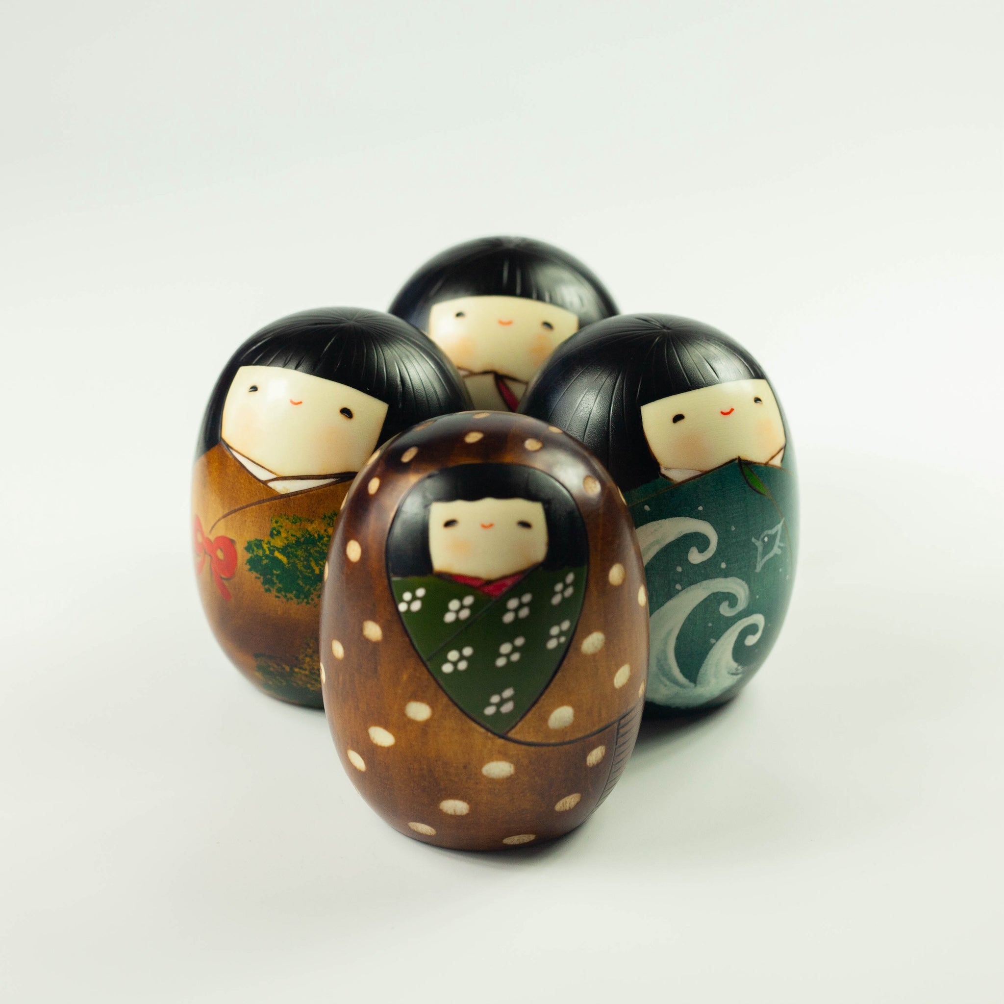 Kokeshi Holzpuppe | Vier Jahreszeiten Set 