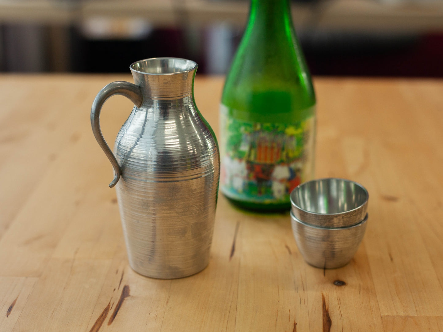 1885 Meiji Era Tin Sake Set