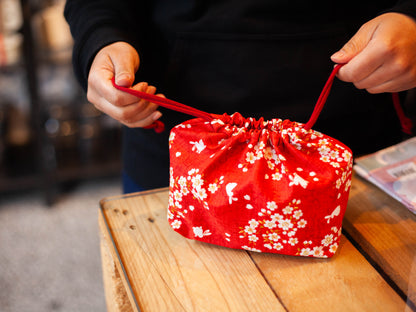 Sakura Rabbit Bento Bag | Red