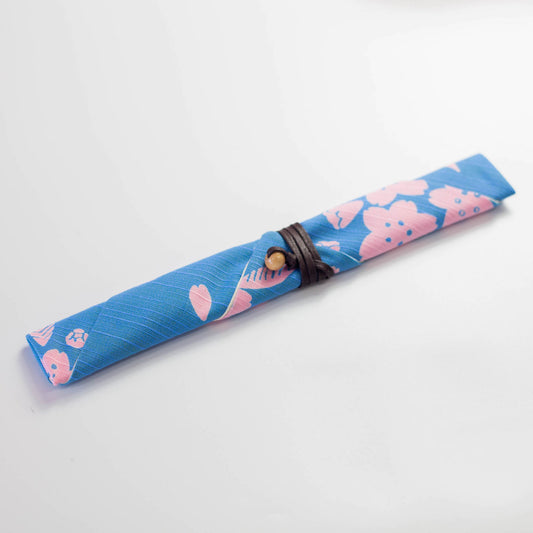 Estuche para palillos Furoshiki original | sakura azul cielo
