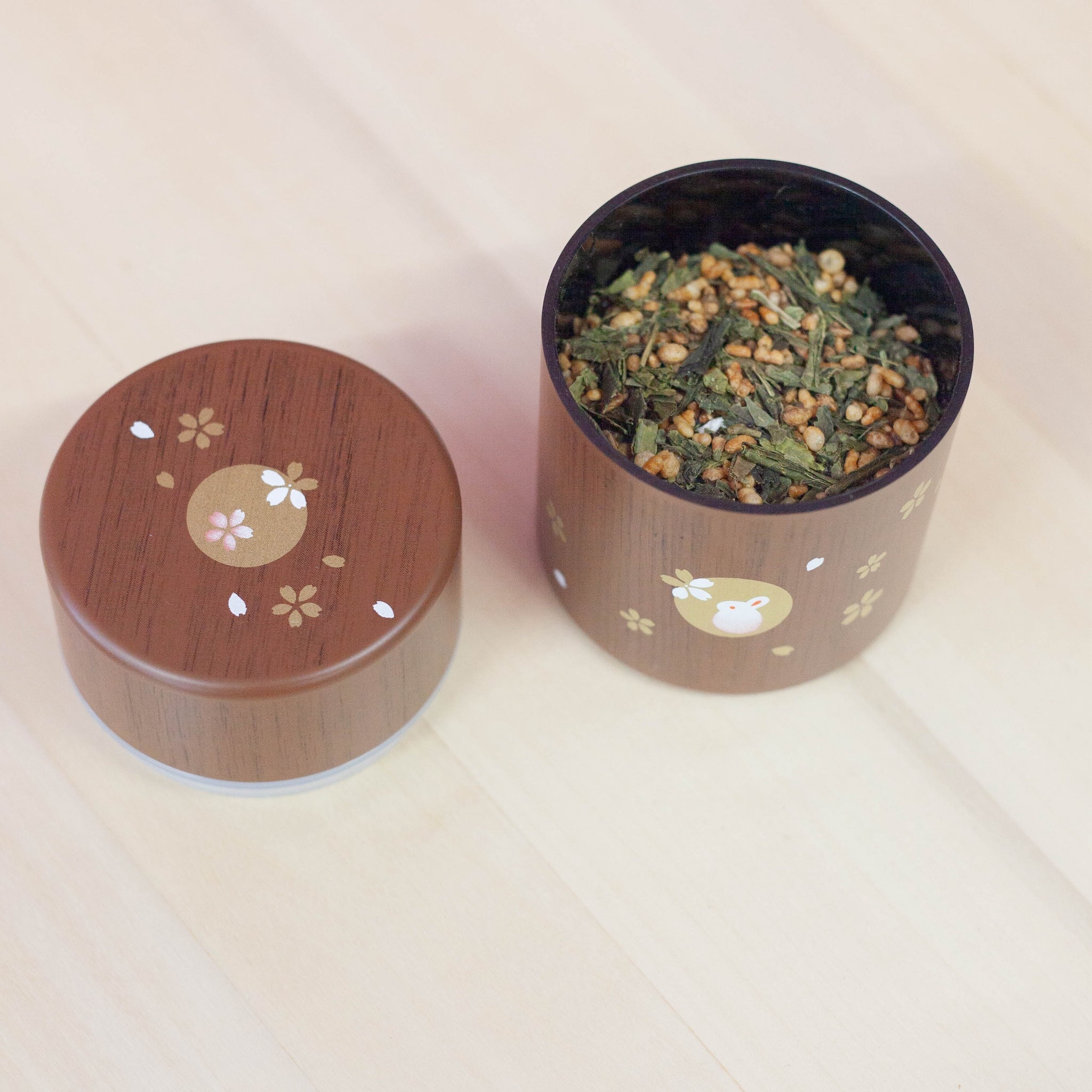 Usagi Woodgrain Tea Canister (250mL)