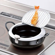 Tempura-Frittiertopf mit Deckel und Thermometer