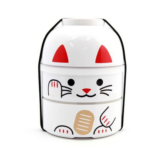 Big Kokeshi Bento Maneki-Neko White 1200mL