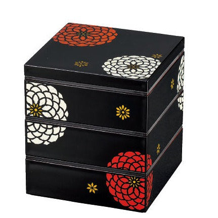 Ojyu Three Tier Picnic Box Medium | Black (15cm)