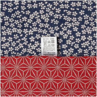 Double Sided Furoshiki Wrapping Cloth 50cm | Asanoha Sakura Navy & Red
