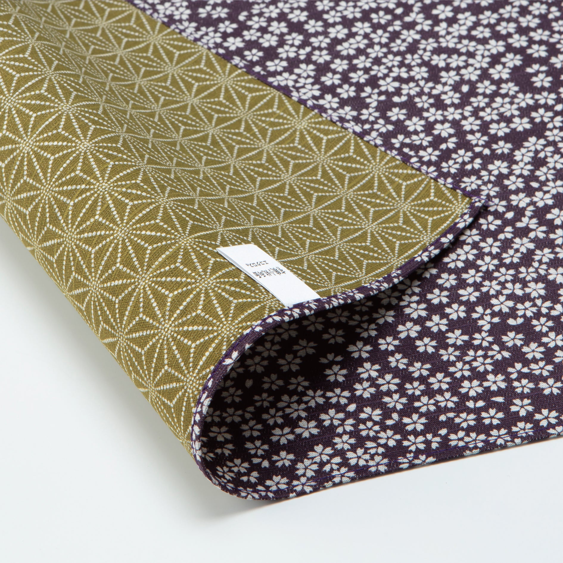 Double Sided Furoshiki Wrapping Cloth | Asanoha Sakura Purple & Green by Sanyo Shoji - Bento&co Japanese Bento Lunch Boxes and Kitchenware Specialists