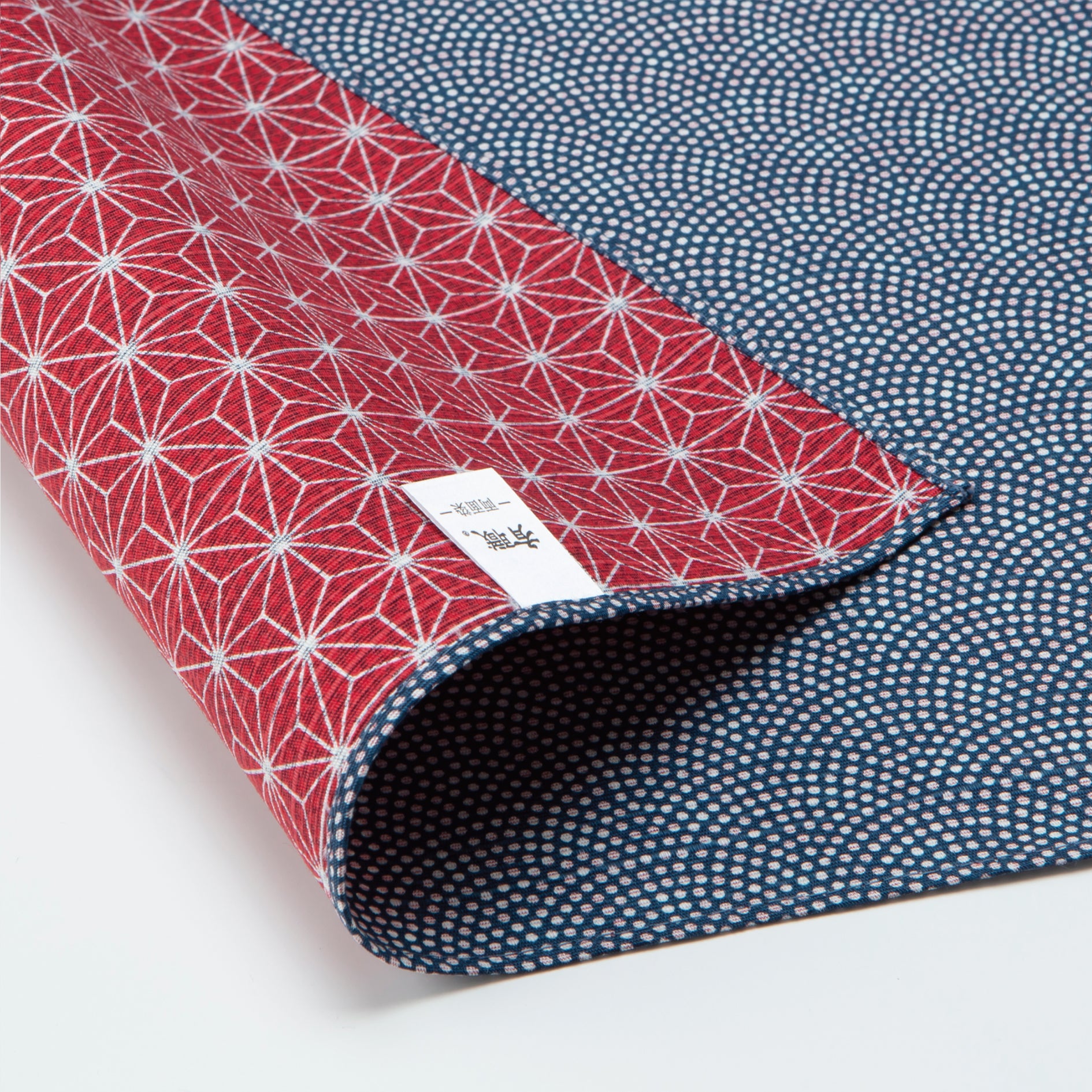 Double Sided Furoshiki 50cm | Asanoha Nami (navy/red)