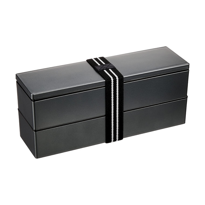 Nagabako metallische zweistöckige Bento-Box | Schwarz