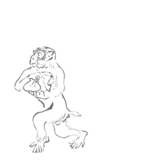 Chojyugiga Rabbit Frog Monkey Furoshiki 68cm | Moss Green