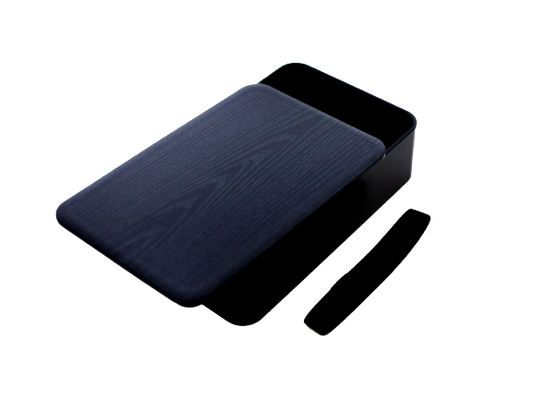 Woodgrain One Tier Bento Box 1000mL | Black
