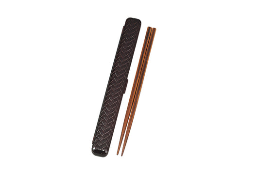 Ajiro Rectangle Chopsticks Set Large | Dark Brown by Hakoya - Bento&co Japanese Bento Lunch Boxes and Kitchenware Specialists