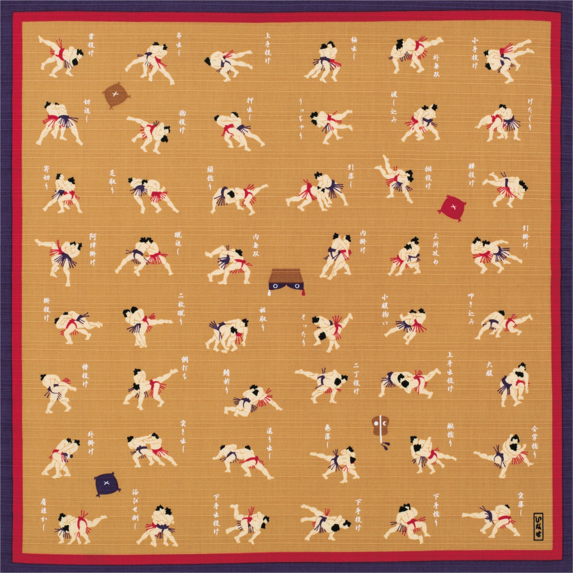 Traditional Cotton Furoshiki Wrapping Cloth | Sumo Wrestlers by Sanyo Shoji - Bento&co Japanese Bento Lunch Boxes and Kitchenware Specialists