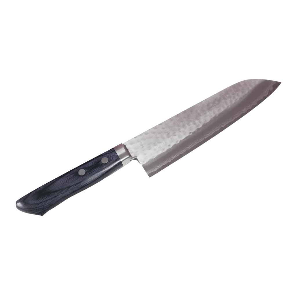 Damascus Navy Blue Santoku Knife 17cm