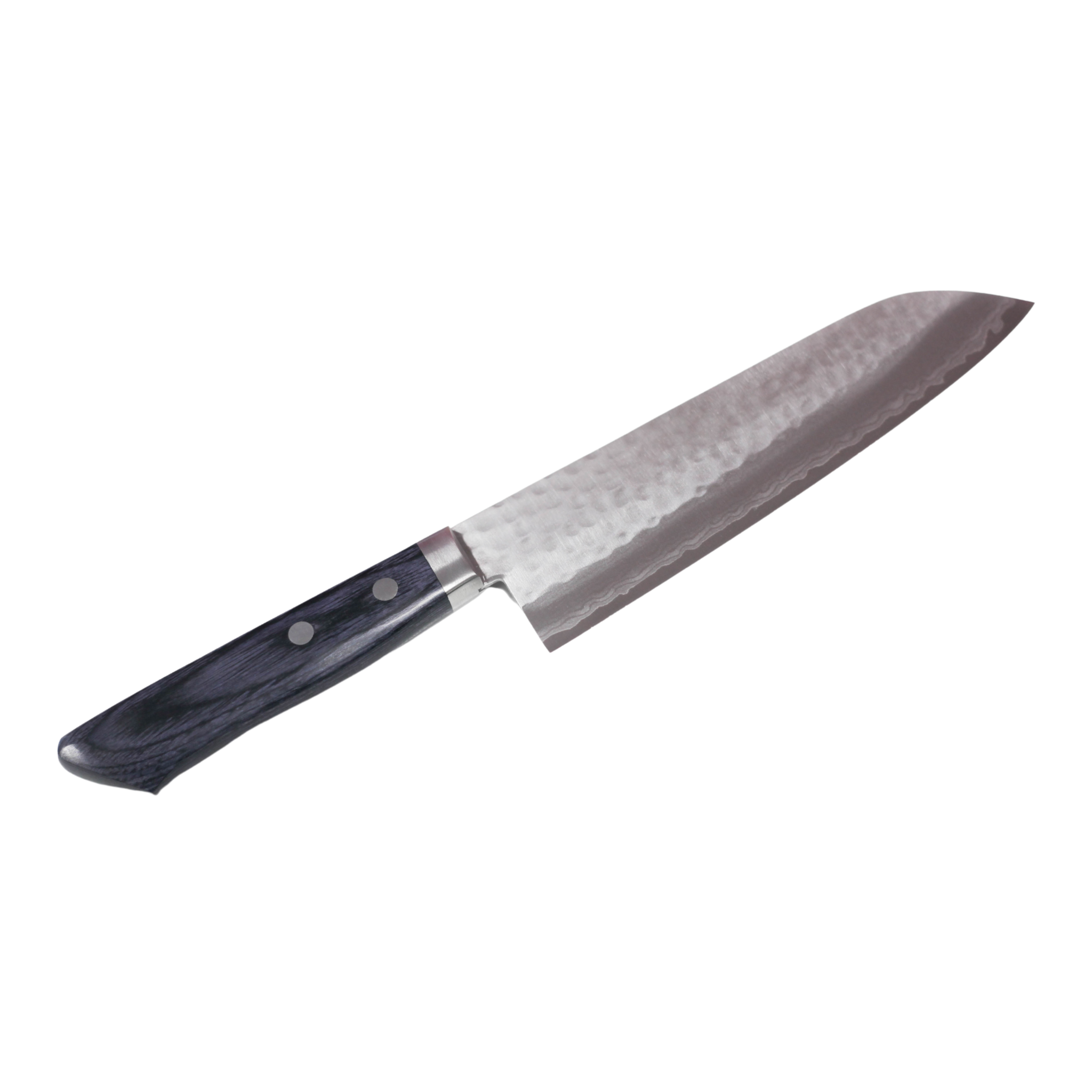 Damascus Navy Blue Santoku Knife 17cm