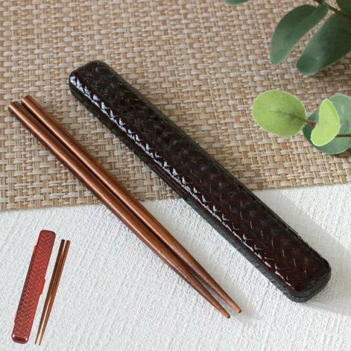 Ajiro Rechteckiges Essstäbchen-Set | Dunkelbraun 18cm