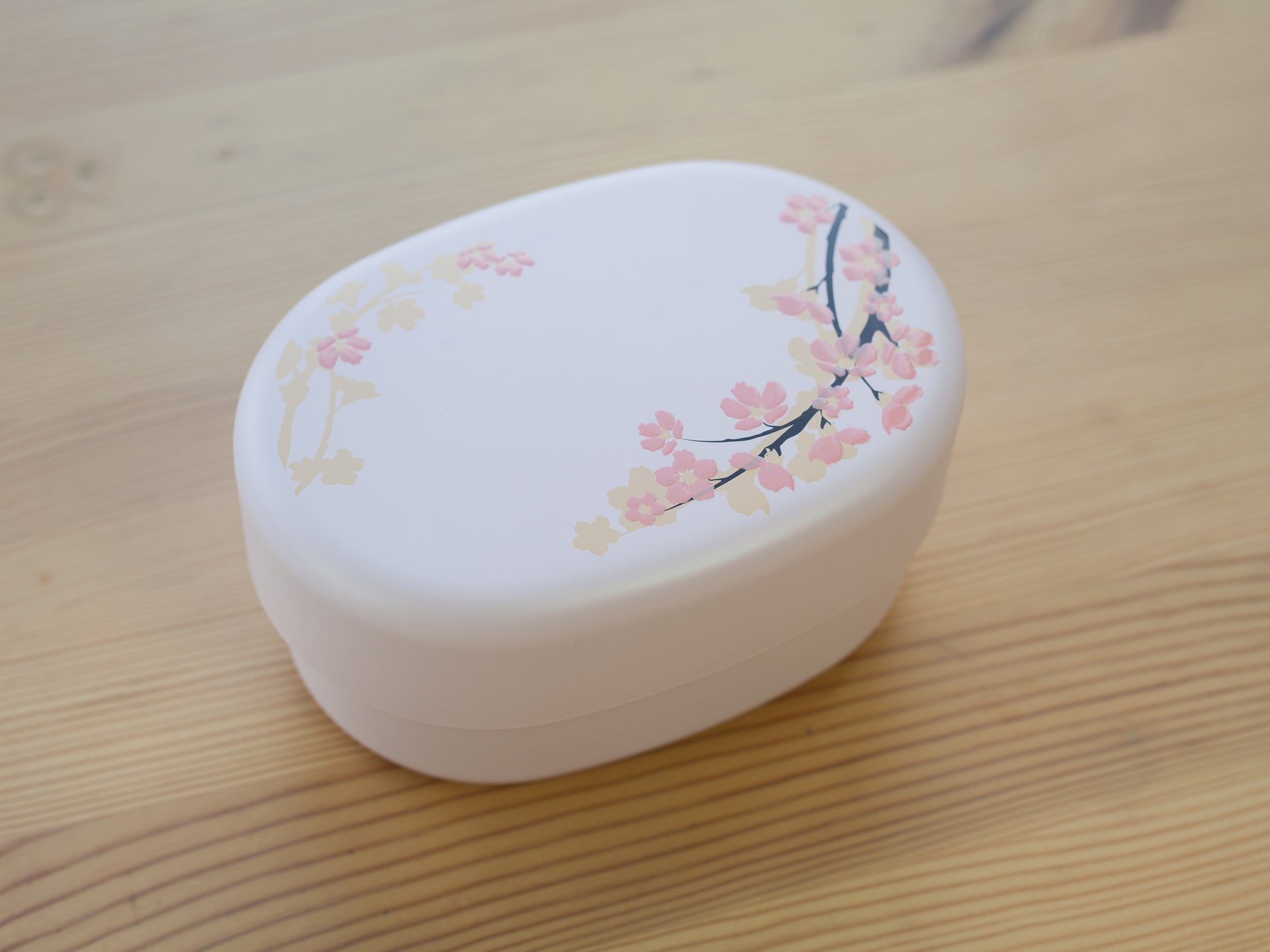 Japanese Microwavable Bento Box Gorgeous Woodgrain Sakura for Pop
