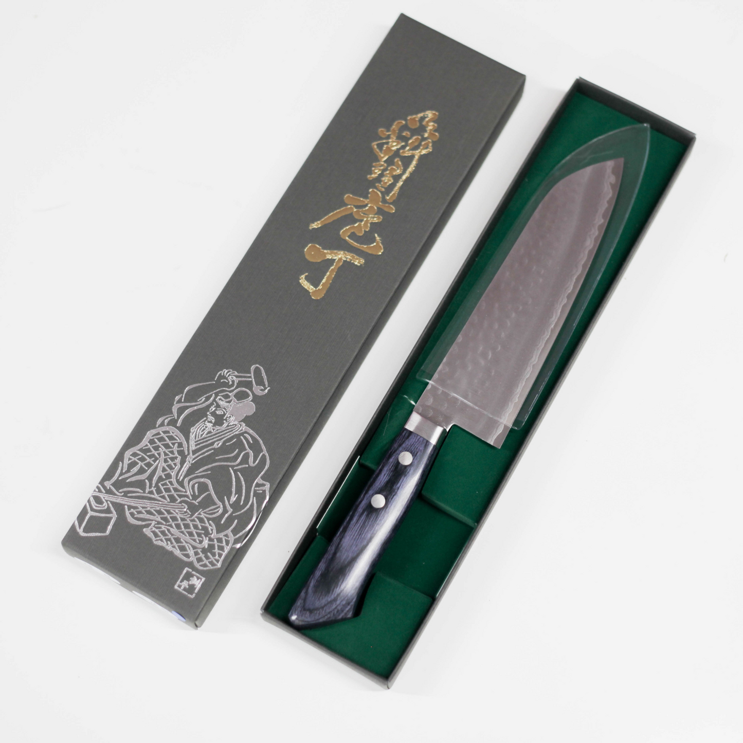 Cuchillo Santoku Damasco Azul Marino 17cm