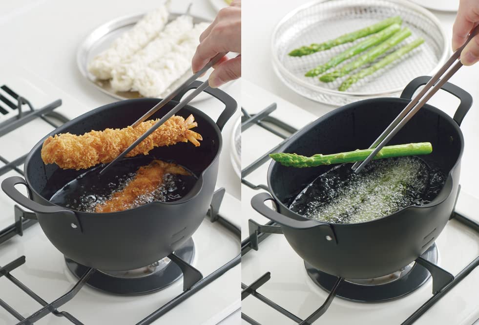 Yoshikawa Aikata Iron Frying Pot, Oval Shape, Induction Compatible, GAS Stoves, Tsubamesanjo, Convenient Pourer