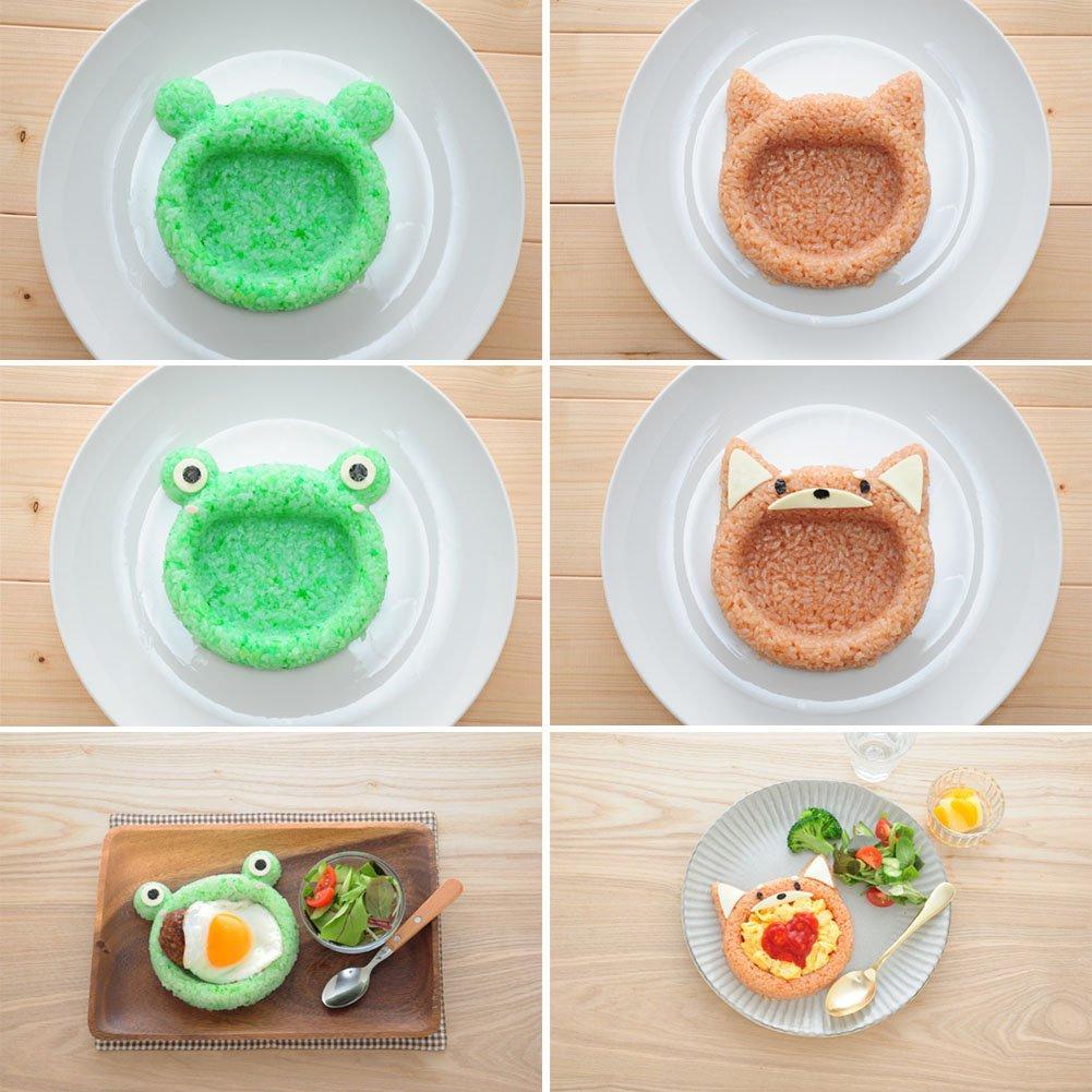 Juego de moldes para arroz al curry con animales risueños