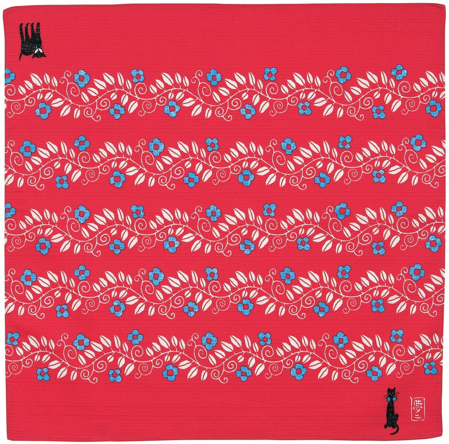 Furoshiki Wrapping Cloth 48cm | Cats Amongst Flowers (Red)