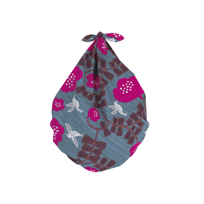 Aquadrop Water-Repellent Organic Cotton Furoshiki 100cm | Grey Green Hummingbirds