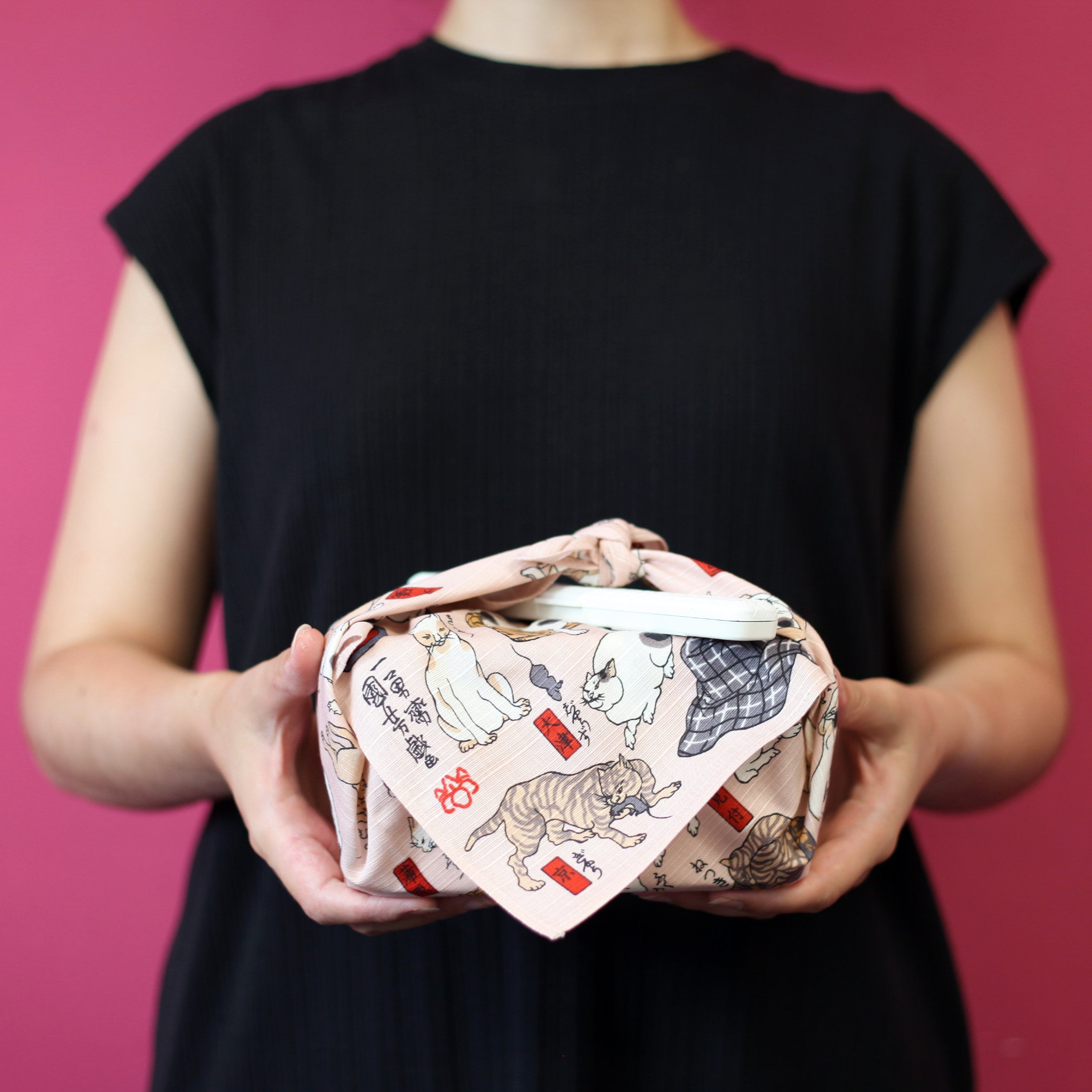 Kunst Furoshiki 48cm | Katzen zeigen die dreiundfünfzig Stationen des Tokaido