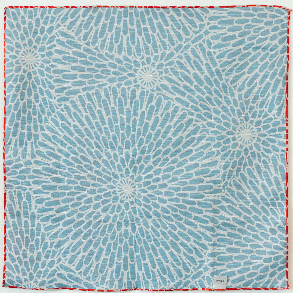 Isa Monyo Reversible Furoshiki 48cm | Kiku Red & Blue