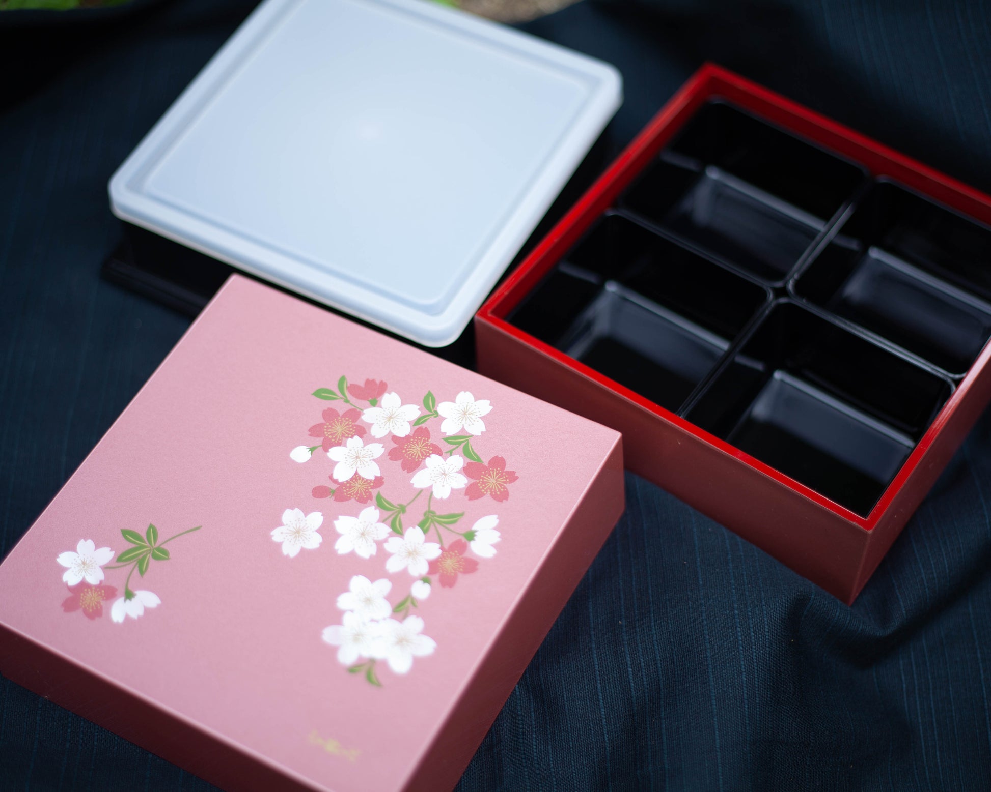 Two-Tier Cherry Blossom Square Bento Box | Pink