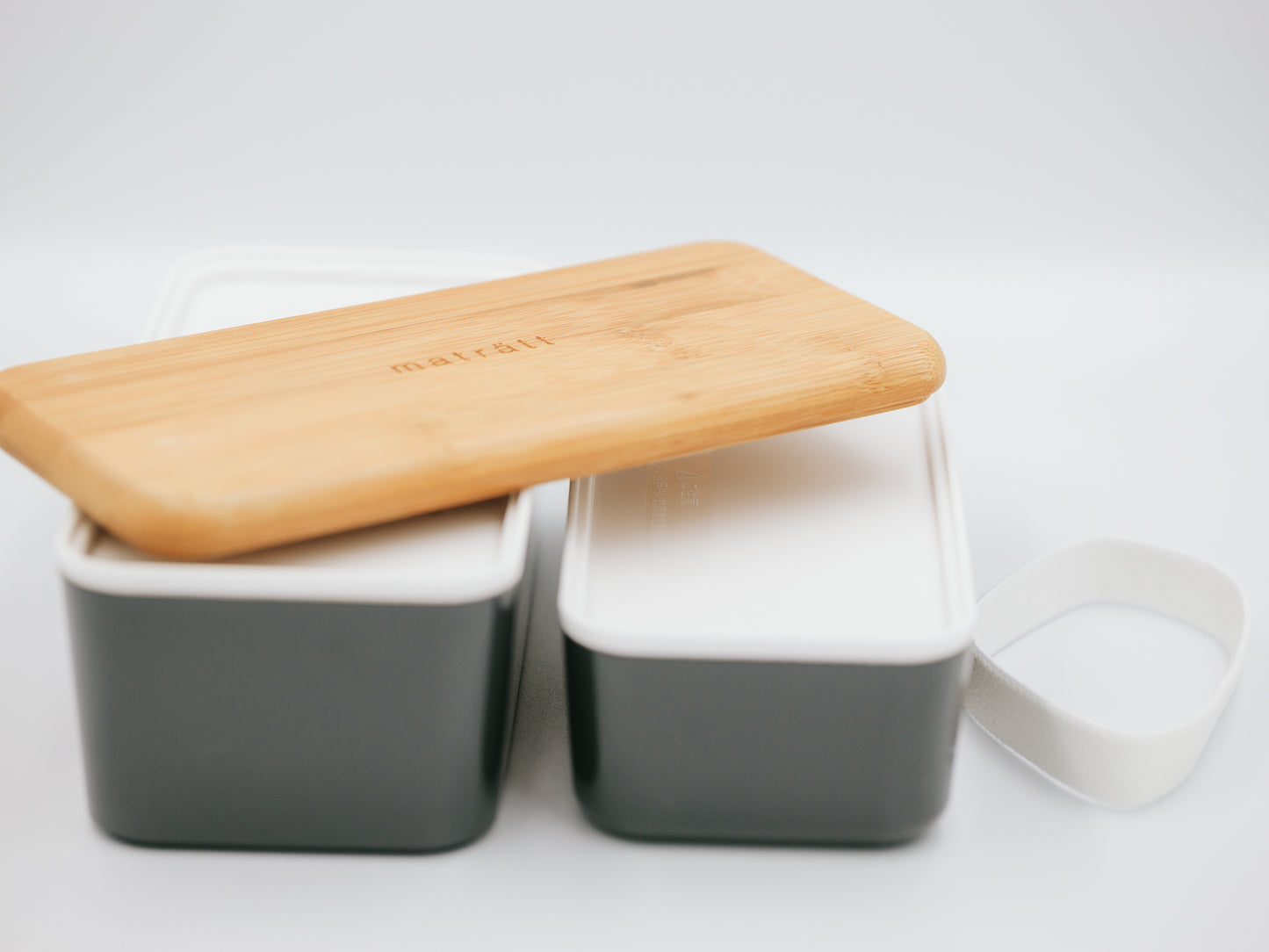 Maträtt Zweistöckige Lunchbox | Holzkohle 
