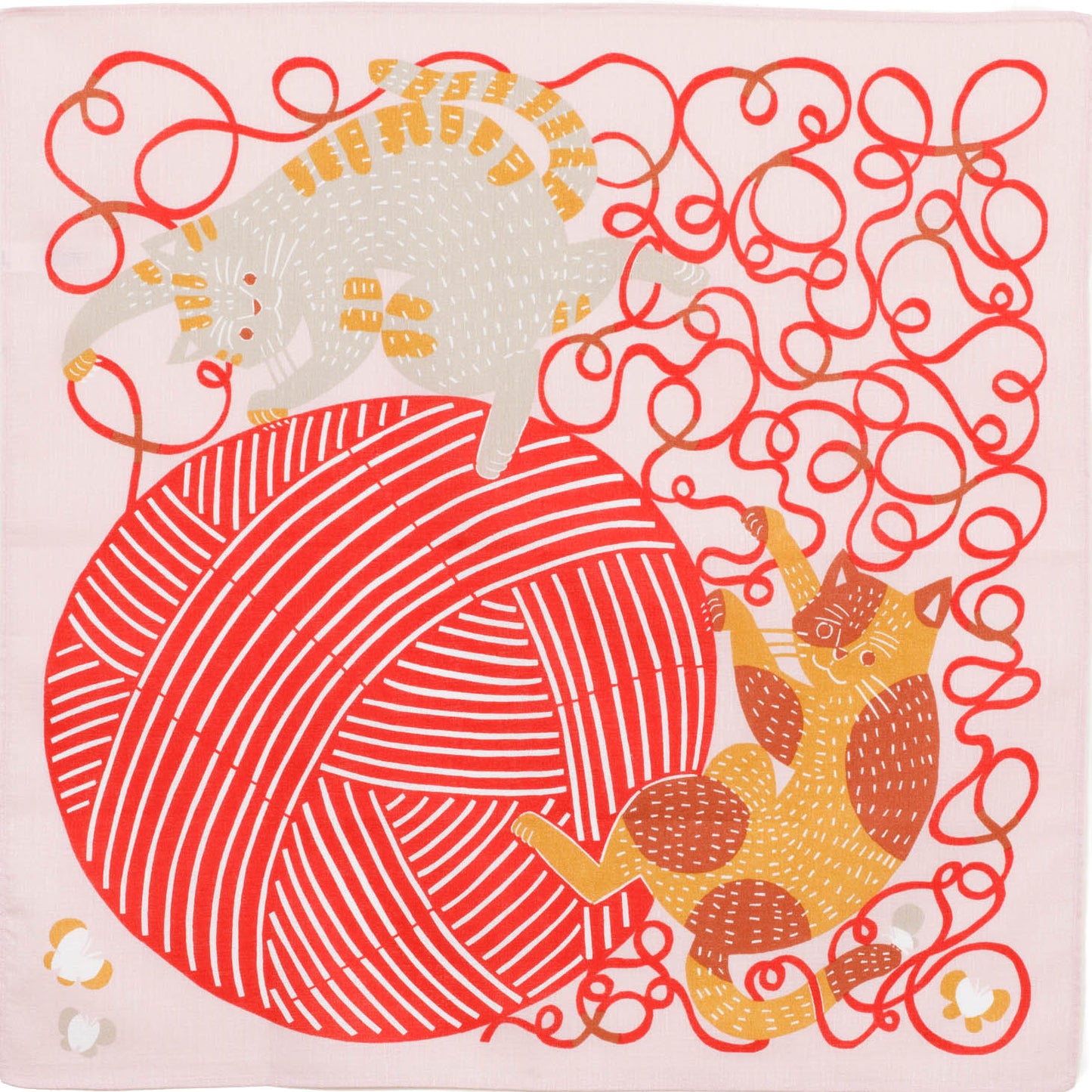 kata kata Furoshiki 50cm | Cat & Yarn (Pink)