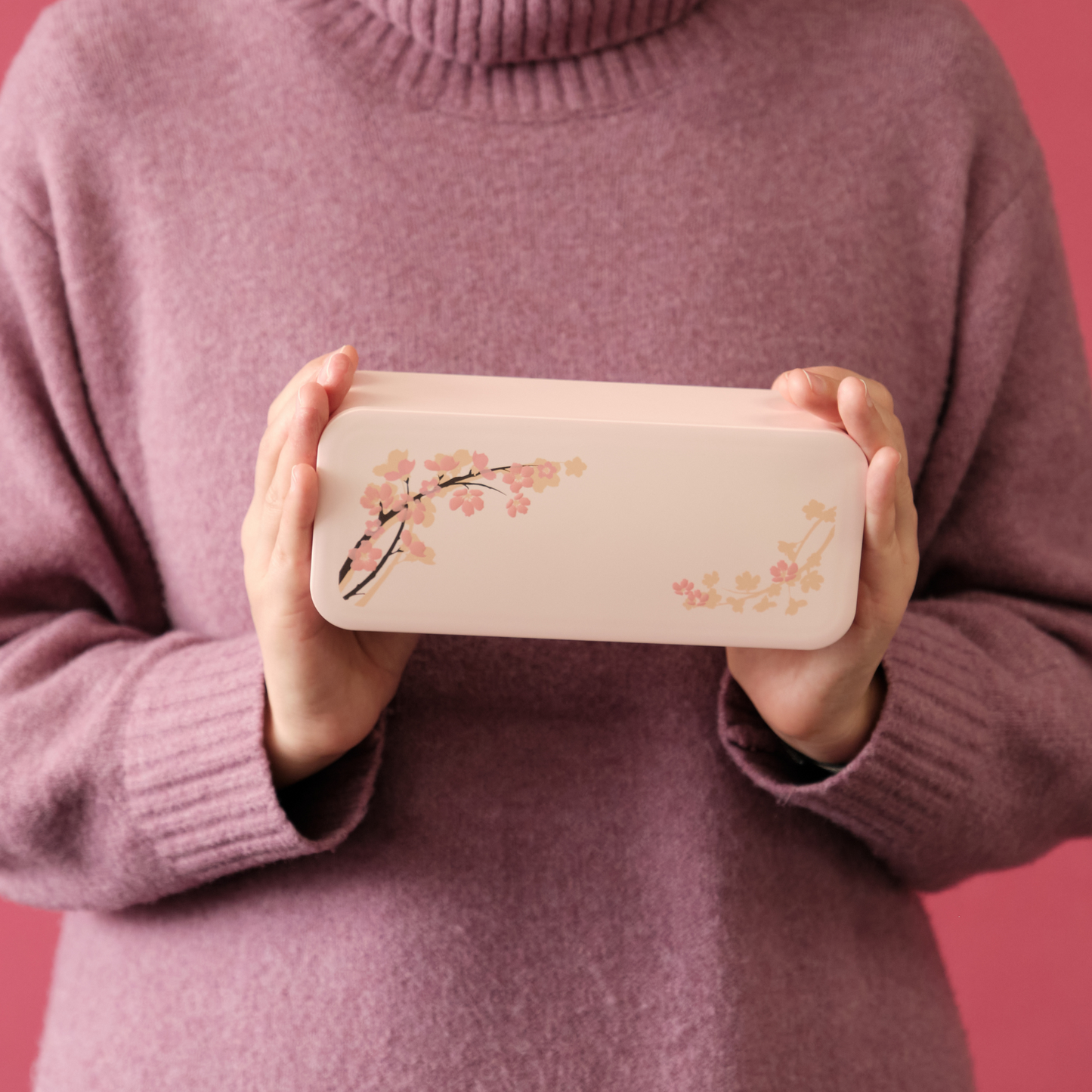 Sakura One-tier Slim Bento Box (550mL) | Pink