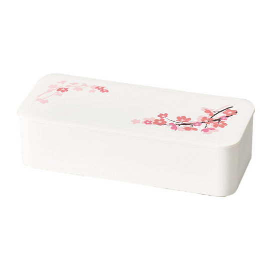 Caja Bento delgada de un nivel Sakura (550 ml) | Blanco