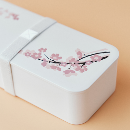 Sakura One-tier Slim Bento Box (550mL) | White