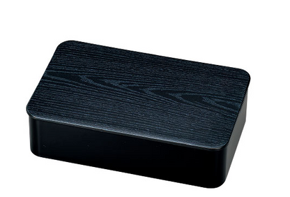 Caja Bento Woodgrain de un nivel de 800 ml | Negro