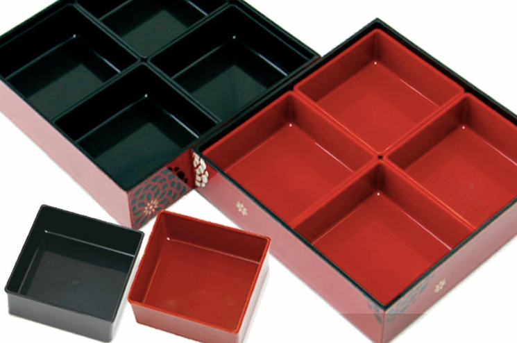 Juego de compartimentos interiores para caja de picnic de dos niveles Ojyu grande (22,5 cm) | Negro