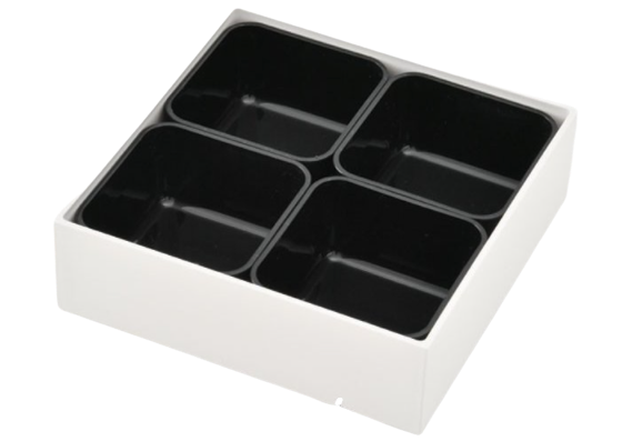 Juego de compartimentos interiores para caja de picnic de tres niveles Ojyu grande (18 cm) | Negro