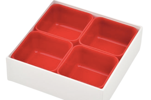 Juego de compartimentos interiores para caja de picnic de tres niveles Ojyu grande (18 cm) | Rojo