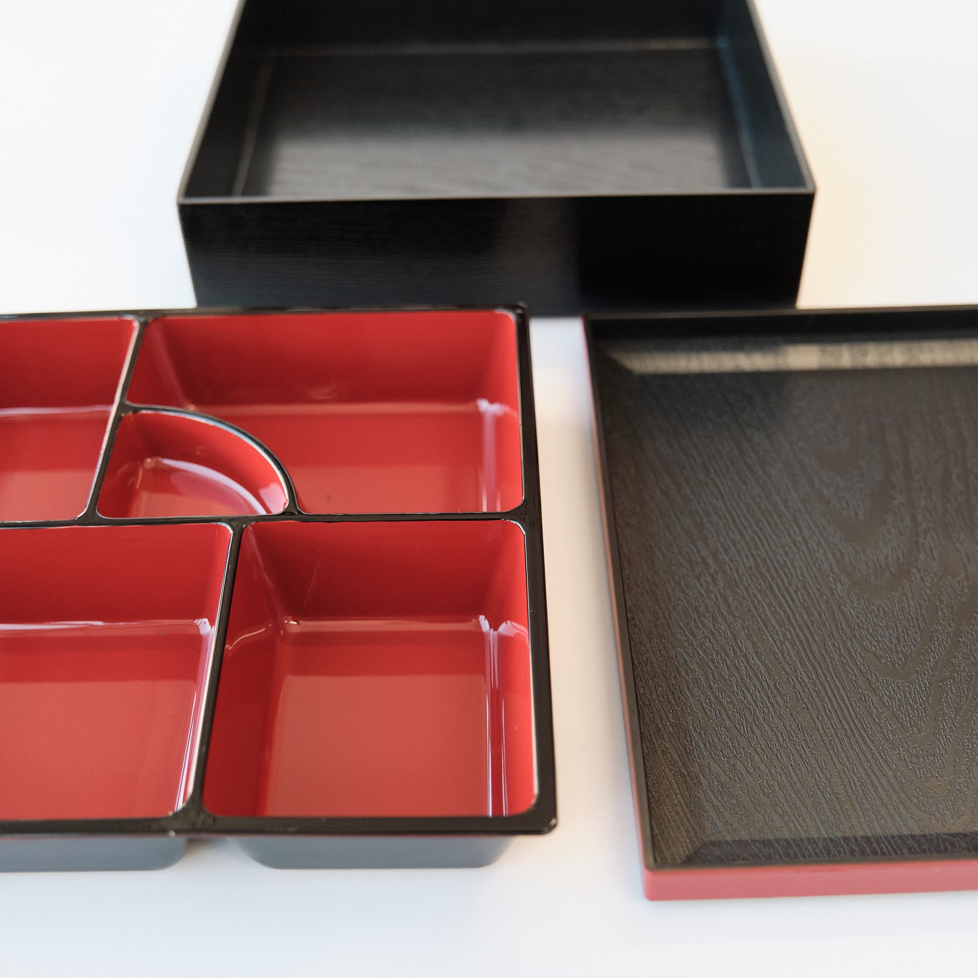 Black and Red Rectangular Bento Box
