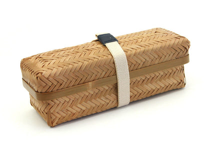 Woven Bamboo Bento Long I Traditional Elegant Japanese Lunch Box