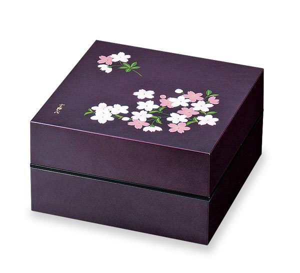 Two-Tier Cherry Blossom Square Bento Box | Purple by Showa - Bento&co Japanese Bento Lunch Boxes and Kitchenware Specialists